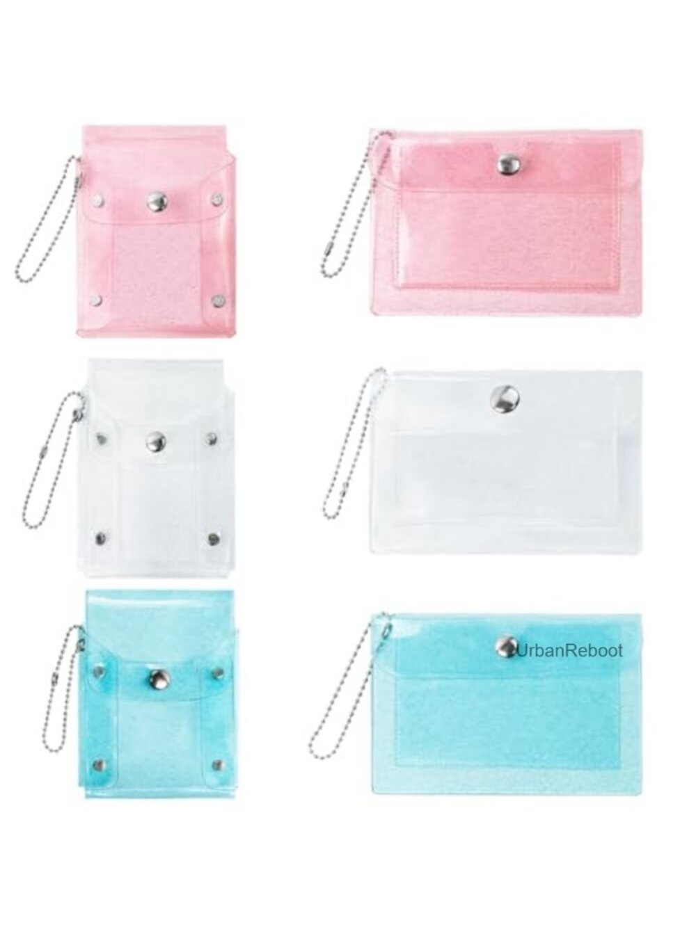 6PCS Clear Lipstick Case Keychain PVC Coin Purse Mini Snap Card Holder